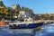 Boats at low tide in Folkstone Harbour.