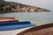 Boats lying on the beach of Valun on a cloudy day in spring