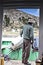 A boats man, fishermen. Road and boat trip to Isla del Sol, Island of the Sun. Located in Lake Titicaca in Bolivia. The nature