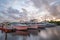 Boats at marina twilight photo