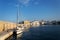 Boats in Monopoli port, Castle of Carlo V, Apulia, Italy