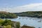 Boats moored in Fowey Polruan cove, Cornwall