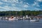 Boats moored at Greenwich Harbor