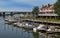 Boats moored at a Greenwich marina