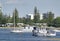 Boats moored at low tide in the Gold Coast Broadwater