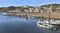 boats moored in the port of a town in sweden