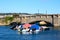 Boats moored on the River Axe, Axmouth.