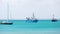 Boats moored in the torquoise waters of Robe in the south east of South Australia taken on February 18th 2022