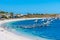 Boats mooring at Geordie bay at Rottnest island in Australia