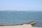 Boats on Morecambe Bay with slipway by Stone Jetty