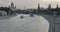 Boats on the Moscow river in the evening