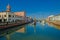 Boats museum in Canal Port in Cesenatico church and ancient boa