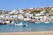 Boats at Mykonos waterfront, Greece