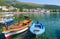 Boats near waterfront of resort town of Petrovac, Montenegro