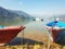 Boats in a Nepali lake