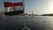 Boats on the Nile river in Aswan at sunset