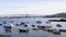 Boats in O Cocho beach in Alcabre neighborhood in Vigo, Spain