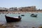 Boats off the coast near the beach of La Catalina in Cadiz.