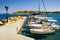 Boats in the old harbour of Spetses island