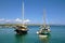 Boats in the old harbour of Spetses island