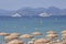 Boats and parasols at Cannes in France