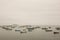 Boats parked in the bay in Brazil in a cloudy afternoon