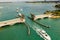 Boats passing under a drawbridge Miami weekend scene