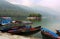 Boats at the Phewa lake in Pokhara, Nepal