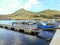 Boats at pier in the southern Italian port Favignana