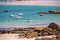 Boats in the port on the Pink Granite Coast (cote de granite rose in french). Brittany (Bretagne), France