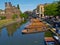 Boats, punt on river at Cambridge, UK