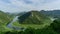 Boats on river flowing into Skadar Lake