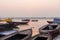 Boats on the River Ganges at dawn