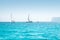 Boats sail regatta with sailboats in mediterranean