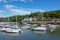 Boats in the scenic port of Rosbras on Aven river in FinistÃ¨re, Brittany France