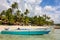Boats in the sea near Alona beach on Bohol island