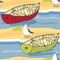 Boats and seagulls background
