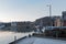 Boats and ships docked in one of tromso city harbor in winter