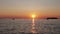 Boats silhouette sailing on sea sunset sky, resort, island