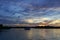 Boats silhouetted against the sunset, Tarpon Springs, Florida, Anclote River