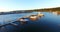 Boats stand on a pier near a wealthy neighborhood in Australia. Aerial video. Luxury lifestyle. 