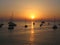 Boats at sunset on Formentera Sea