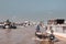 Boats with vendors in the Can Tho floating markets on river Mekong