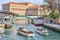 Boats at Venice scenic old streets. Italian Lagoon