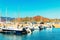 Boats at Villasimius Marina at Mediterranean Sardinia Island