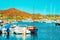 Boats at Villasimius Marina in Mediterranean Sardinia Island Italy