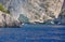 Boats Visiting Blue Cave, Zakynthos Greek Island, Greece
