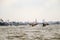 Boats and water taxis on the Chao Phraya River in Bangkok