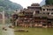 Boats and wooden houses at Phoenix Town, Tuojiang