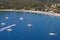 Boats and yacht on Valtos beach Parga Greece